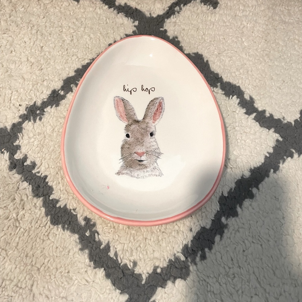 Rae Dunn Egg Shape Plate Hip Hop Bunny